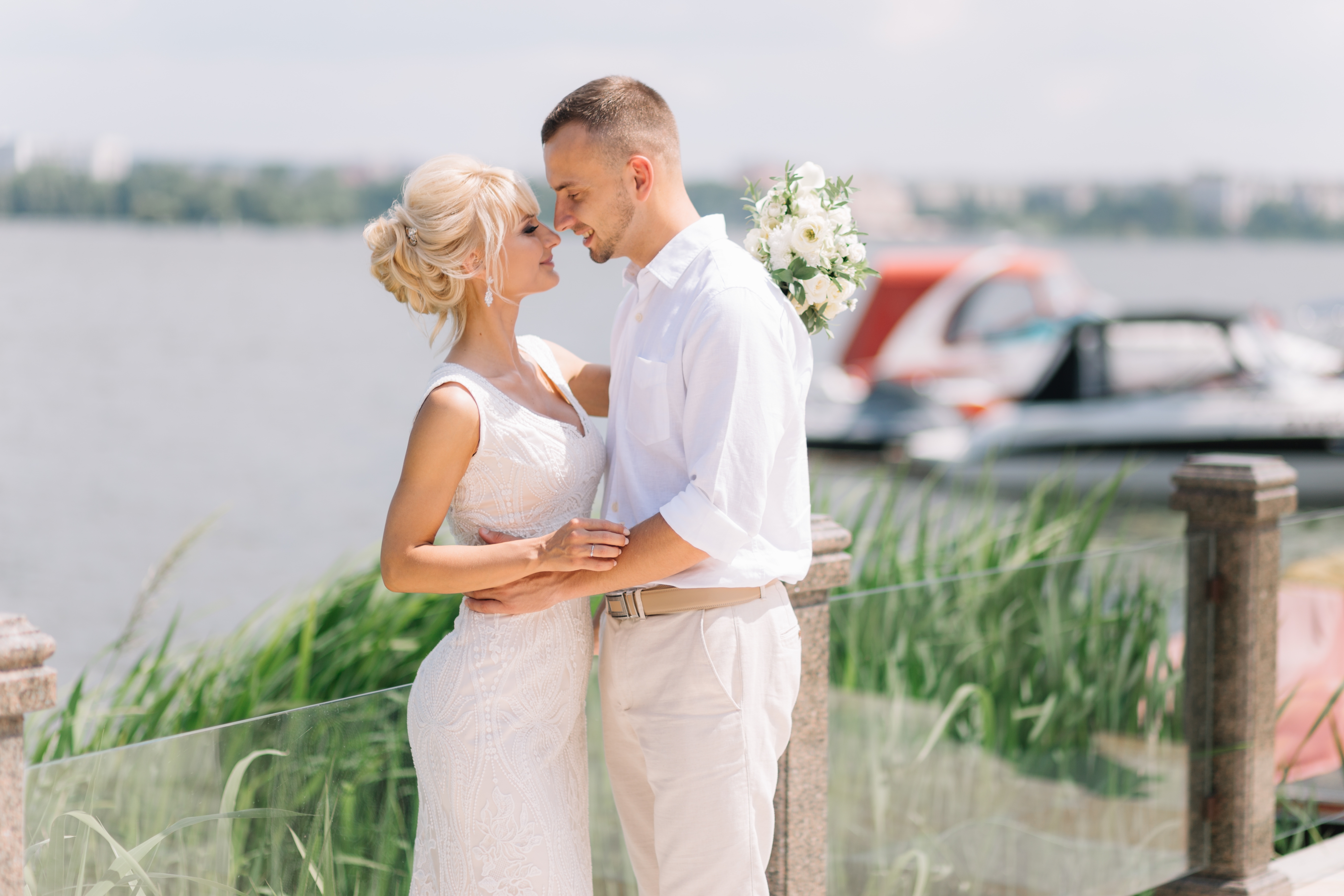 Wedding celebrant Sunshine Coast — a couple sharing a tender moment by the waterfront
